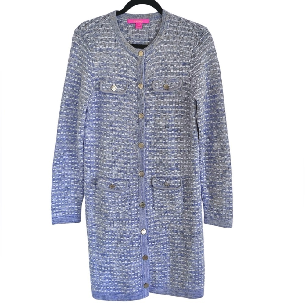 Lilly Pulitzer Baneberry Cardigan in Lark Lilac Metallic Marl Small